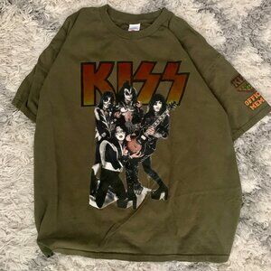 Vintage Y2K Kiss Band Tee Army Men’s 2XL XXL Olive Green Tennesse River Tag